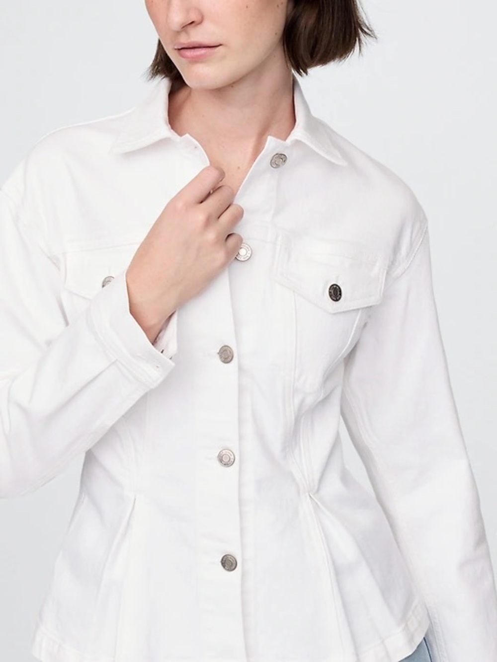 GAP White Women's Denim Jacket with Button Front